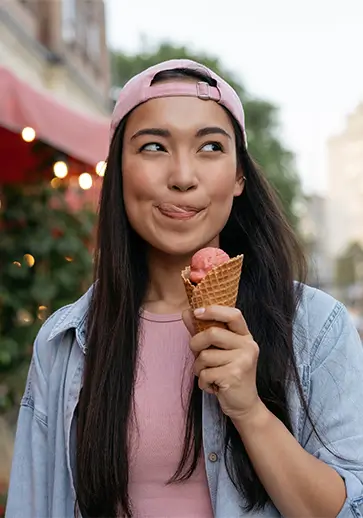 young woman enjoying icecream